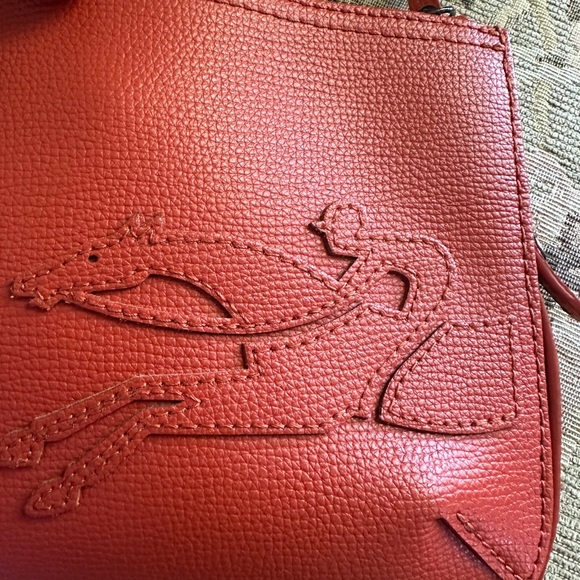 Longchamp leather burnt Orange Shoulder handBag bag small - Picture 11 of 14